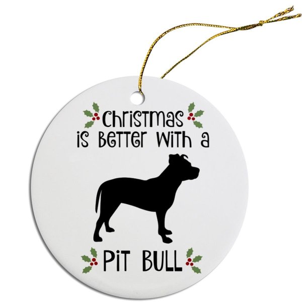 Mirage Pet Products Breed Specific Round Christmas Ornament Pit Bull ORN-R-B56